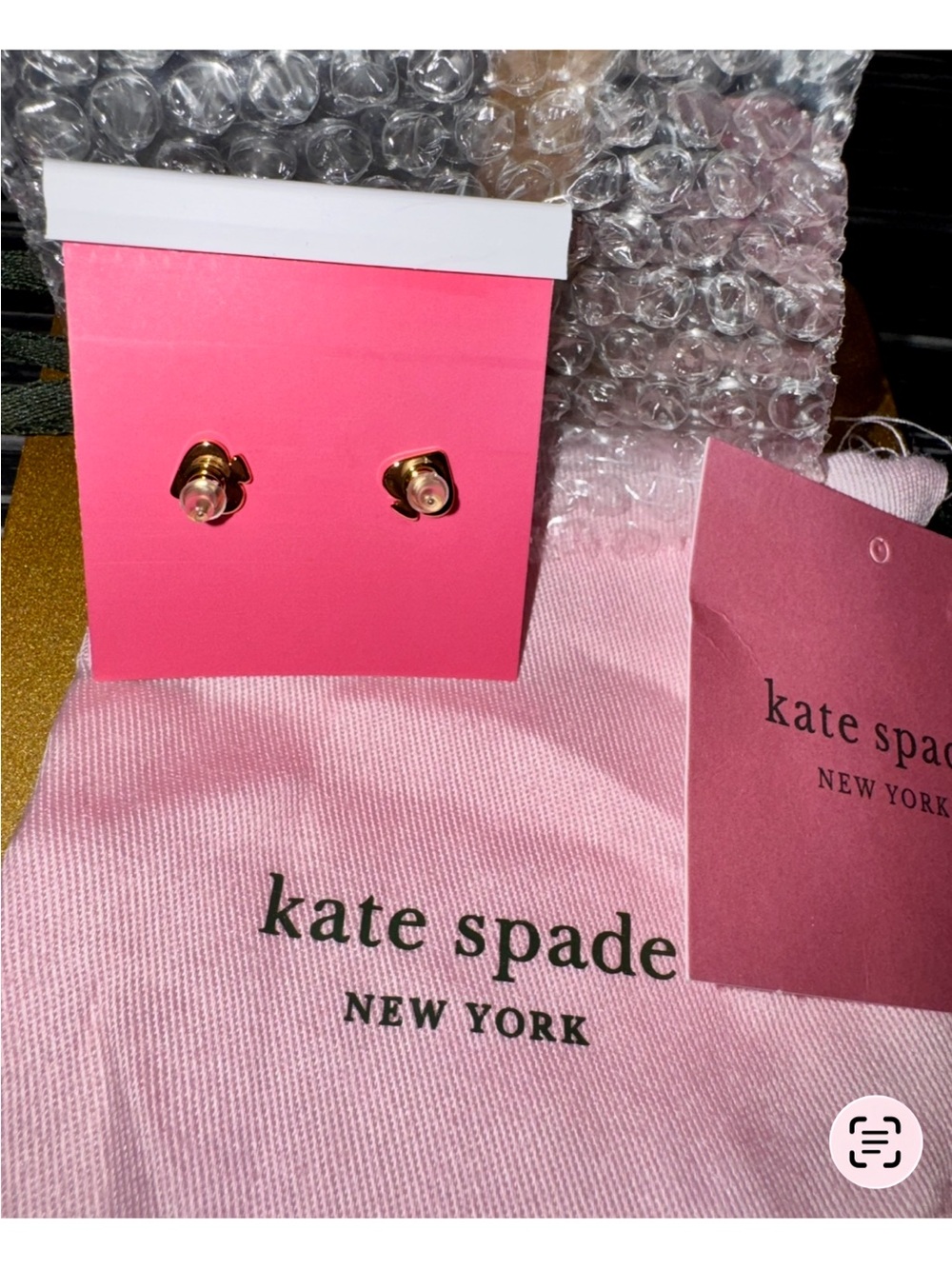 Kate Spade pink and green floral cluster stud earrings gold tone w dustbag NWT - Picture 5 of 5